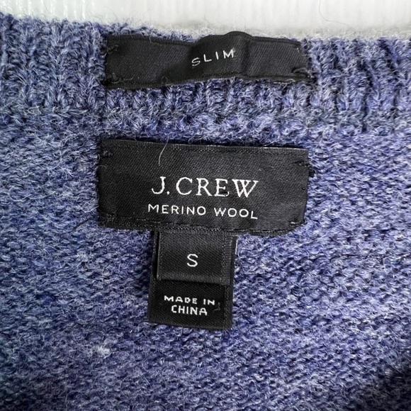 J. Crew Slim Fit Merino Wool V-Neck Elbow Patch Sweater in Blue Men’s Sz S - Picture 7 of 9